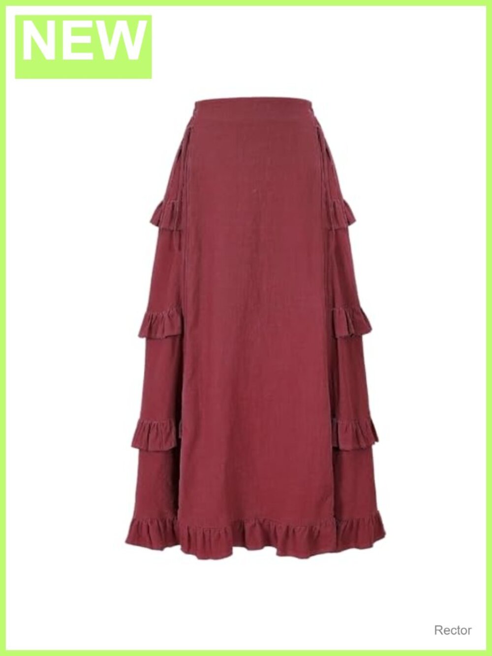 Cotton Linen Renaissance High-Low Drawstring Ruffle Maxi Skirt - Picture 2 of 6